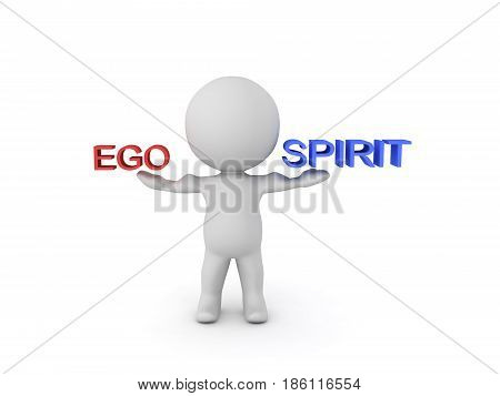 3D Character balacing ego and spirit. Image can be used when trying to convey a spirtiual concept.