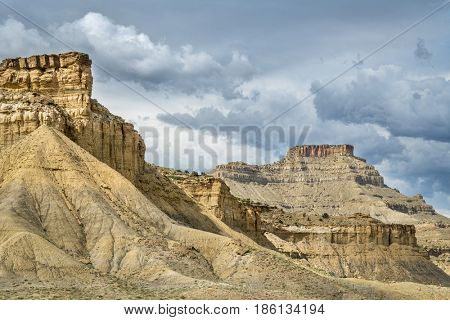 cliff, buttes and mesa of Book Cliffs in eastern Utah