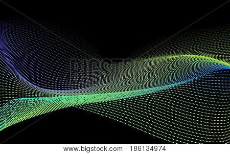 Technology Data flow. Particles Grid. Cyberspace Landscape TTemplate Cover Flyers Print Web Banner. Effect Realistic Elements. Vector Illustration Background.