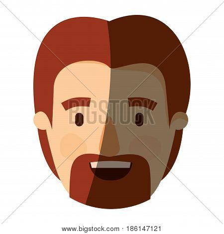 color image shading caricature front view bearded man with redhead hairstyle vector illustration