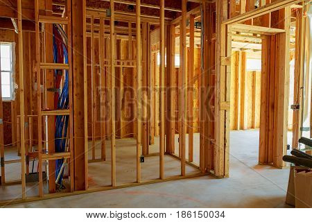 Framed building or residential home with basic electrical wiring and hvac complete.