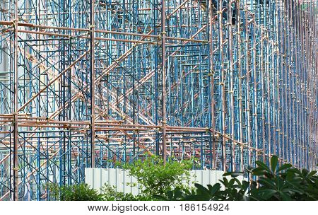 Temporary scaffolding for construction works at building site