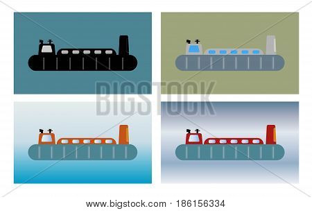 Simple Passenger Hovercraft On Sea Background