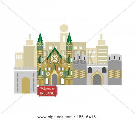 set in the style of a flat design on the theme of Ireland.