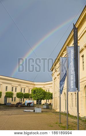 Koblenz Ehrenbreitstein Fortress With Rainbow, Editorial