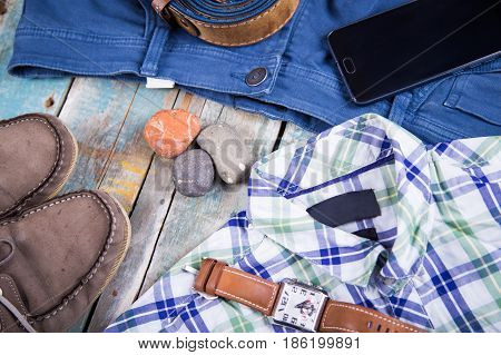 Clothing and accessories for men-several different objects