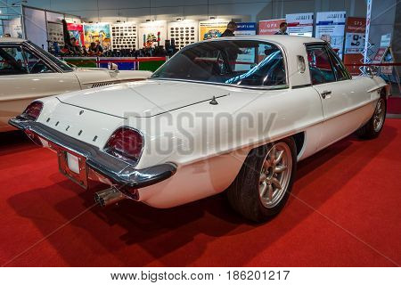 STUTTGART GERMANY - MARCH 02 2017: Sports car Mazda Cosmo Sport 110S Series II 1970. Europe's greatest classic car exhibition 