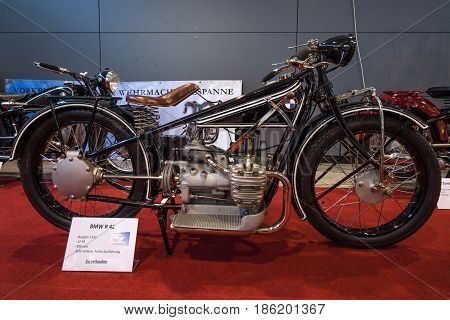 STUTTGART GERMANY - MARCH 02 2017: Motorcycle BMW R42 1926. Europe's greatest classic car exhibition 