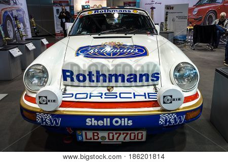STUTTGART GERMANY - MARCH 02 2017: Racing car Porsche 911 by Crossroad Solutions 1984. Europe's greatest classic car exhibition 