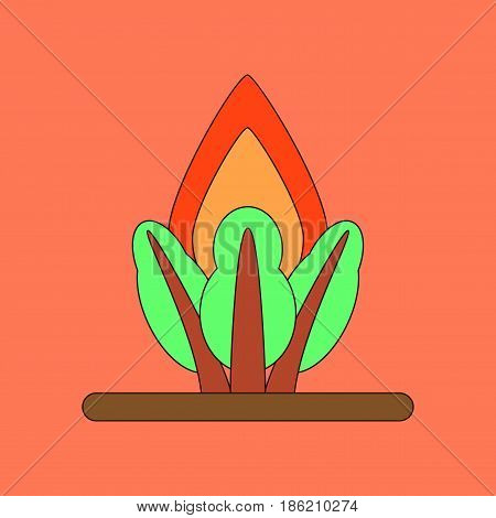 flat icon on stylish background fire in the forest