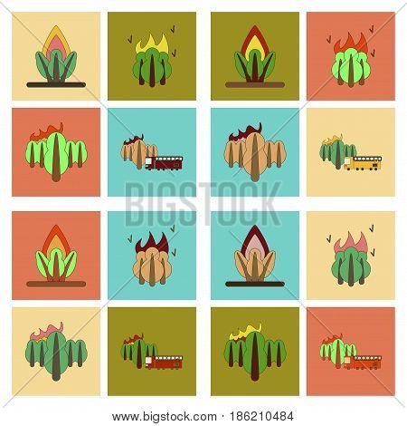 assembly of flat icons danger natural disasters