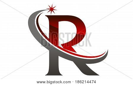 This image describe about Star Swoosh Letter R