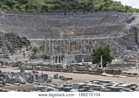 Antique, Ancient, Ruins, Ephesus, Decoration, Travel, Heritage, Architecture, Building, Culture, Moody, Carved, Landmark, Famous, Temple, Architectural, Historic, Monument, History, Turkey, Stunning, Greek, Archaeological, Tourist, Celsius, Historical, At