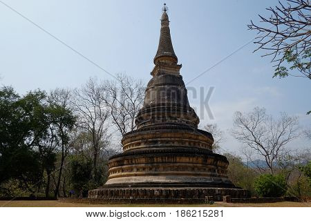 Ancient pagoda in Wat Umong, Chiang Mai, Thailand