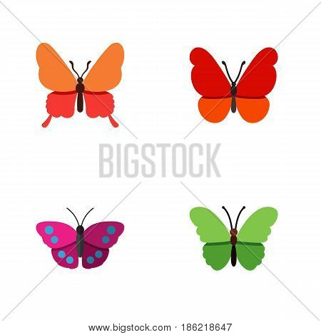 Flat Moth Set Of Archippus, Milkweed, Monarch And Other Vector Objects. Also Includes Butterfly, Milkweed, Moth Elements.