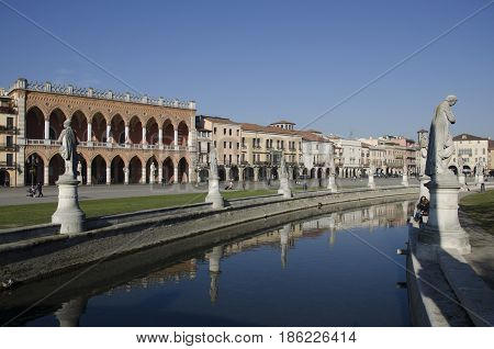 view of prato della valle square during a sunny day Padua Italy