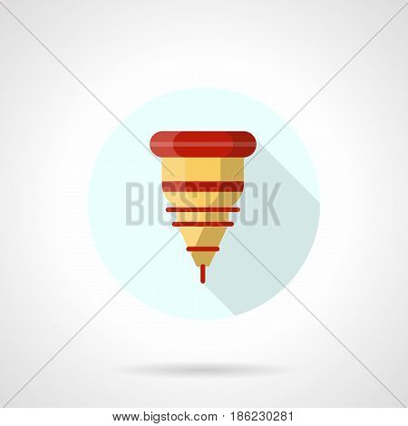 Symbol of laser machine nozzle. Industrial equipment for metal processing. Round flat design vector icon.