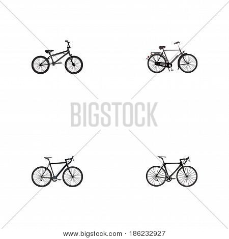 Realistic Cyclocross Drive, Training Vehicle, Exercise Riding And Other Vector Elements. Set Of Bicycle Realistic Symbols Also Includes Extreme, Dutch, Bike Objects.