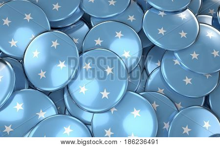 Micronesia Badges Background - Pile Of Micronesia Flag Buttons.