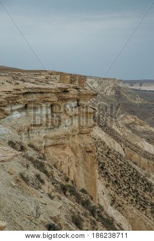 Cliff on the edge of the Ustiurt plateau, Kazakhstan