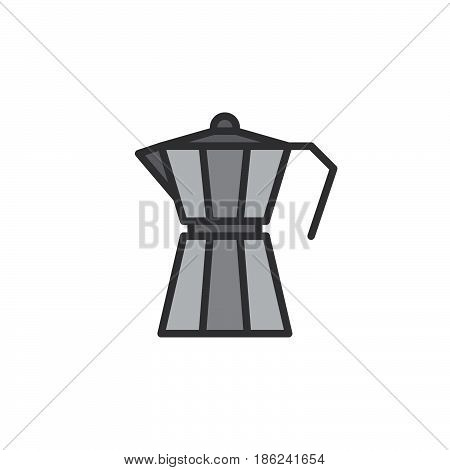 Moka pot macchinetta filled outline icon line vector sign linear colorful pictogram isolated on white. Symbol logo illustration. Pixel perfect
