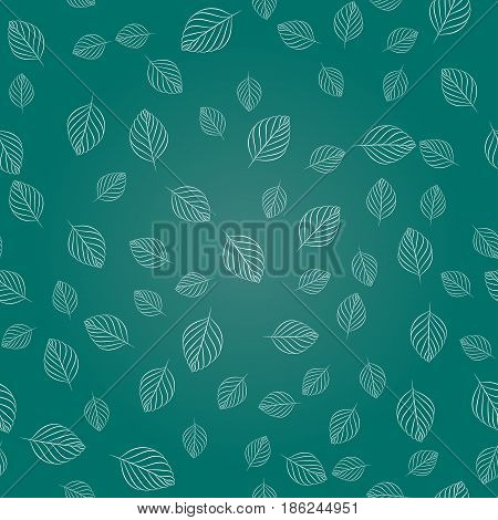 Seamless texture of simple leaves on a green background