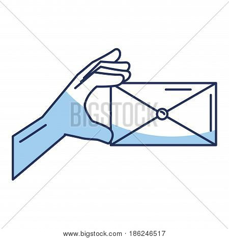 hand human with envelope mail isolated icon vector illustration design