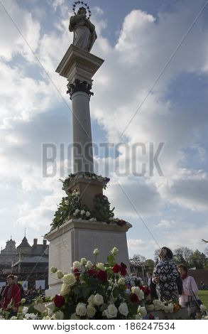 Czestochowa Jasna Gora Poland May 13 2017: Worship with Mary the Queen on the 100th anniversary of the apparitions of Fatima