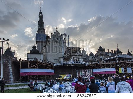Czestochowa Jasna Gora Poland May 13 2017: Worship with Mary the Queen on the 100th anniversary of the apparitions of Fatima