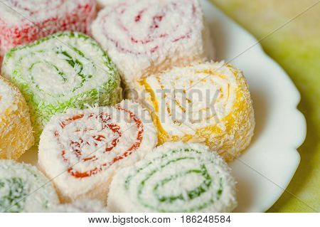 weet and tasty turkish delight. cooking. delicious