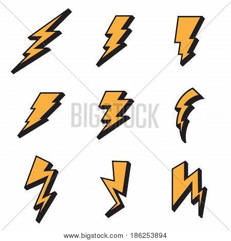 Lightning bolt icon isolated on a white background. Vector illustration