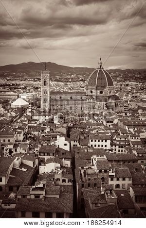 Florence Cathedral viewed from Tower of Arnolfo at Palazzo Vecchio rooftop view