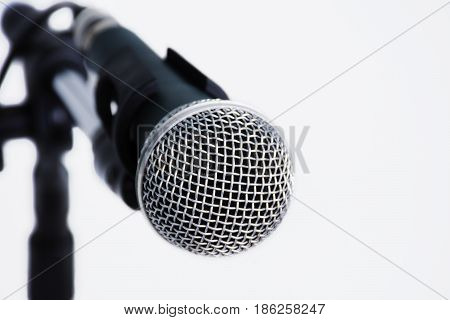 top view of famous vocalist stage microphone