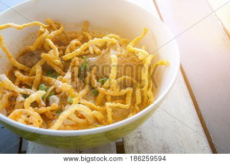 Khao Soi , Northern Thai Style Curried Noodle Soup with Chicken