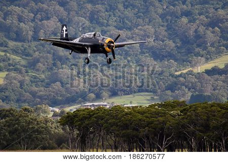 Albion Park Australia - May 6 2017. Grumman TBM-3 Avenger is an American torpedo bomber. Wings Over Illawarra is an annual air show held at Illawarra Regional Airport.