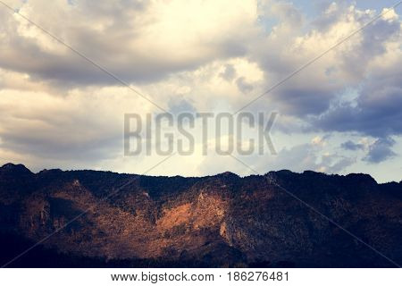 Cloudy Blue Sky Beautiful Scene with Mountain