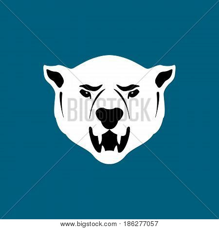polar bear face vector illustration style Flat front side