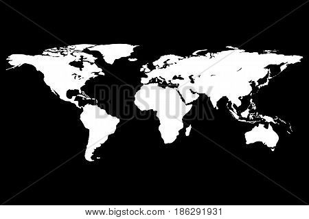 Worldmap template silhouette. World map for infographic. Vector illustration on black