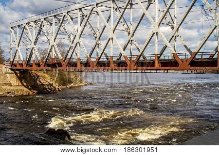 Russia. The Leningrad Region. Losevo. Bridge over the Vuoksa River