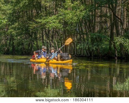 Kayakers During Canoeing  Excursion
