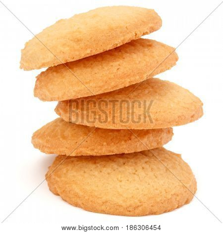 stacked short pastry cookies isolated on white background