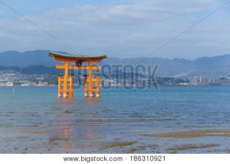 Giant floating Shinto torii gate of the Itsukushima Shrine