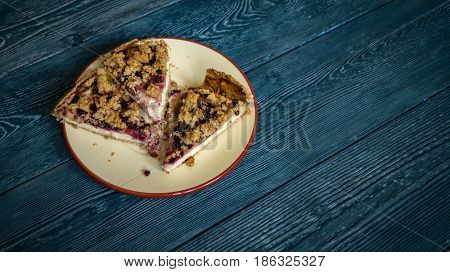 Top View Of Sliced Cake On The Plate