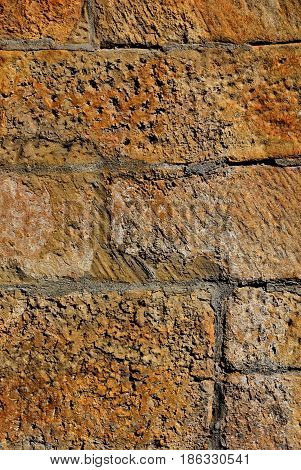 Close up of an old sandstone wall