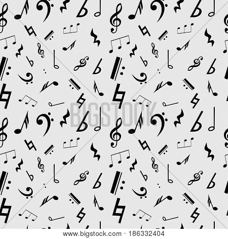 Seamless texture with music symbols on the background