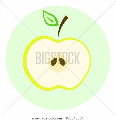 Half yellow apple vector icon apple split in a half cut fruit