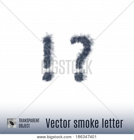 Smoke in Shape of the Exclamation and Question Marks on White Background