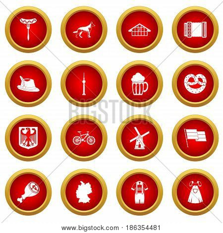 Germany icon red circle set isolated on white background