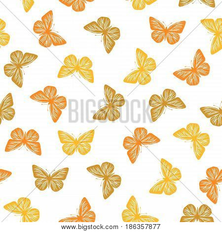 Seamless pattern with colored butterflies. Vector illustration.