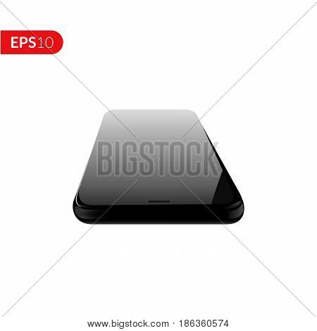 Phone, smartphone, mobile vector mockup isolated on white background with empty screen. Back and front view realistic illustration phone with black color.